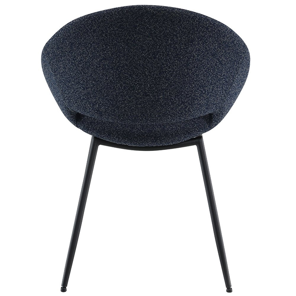 Klaus Side Chair (Set-2), Navy Boucle & Black