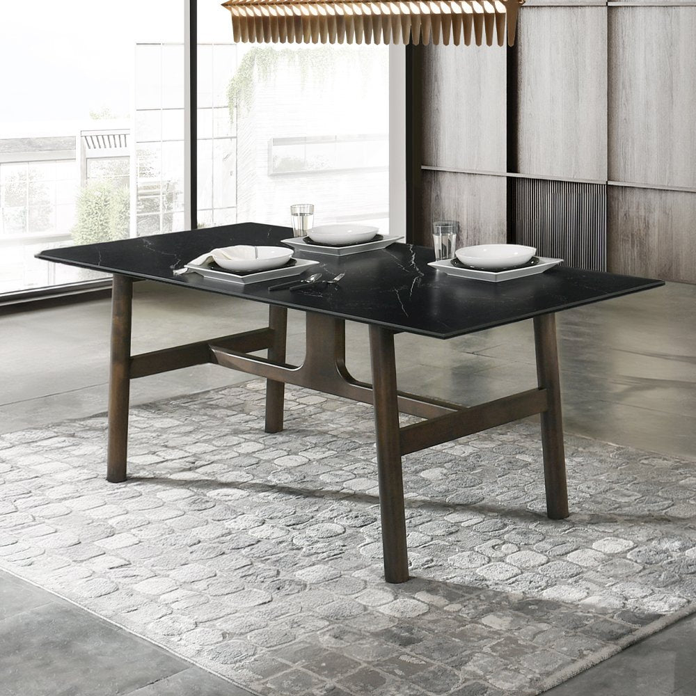 Destin Dining Table, Ceramic Top & Walnut