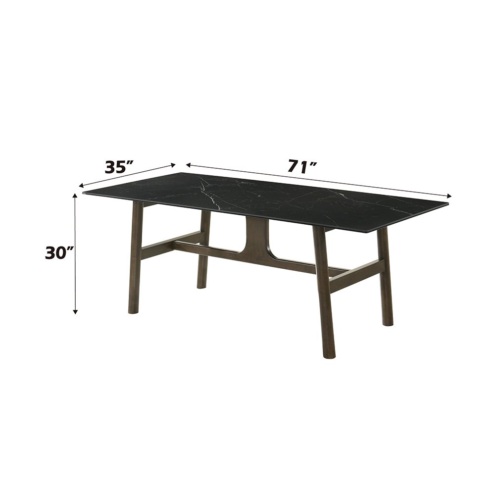 Destin Dining Table, Ceramic Top & Walnut