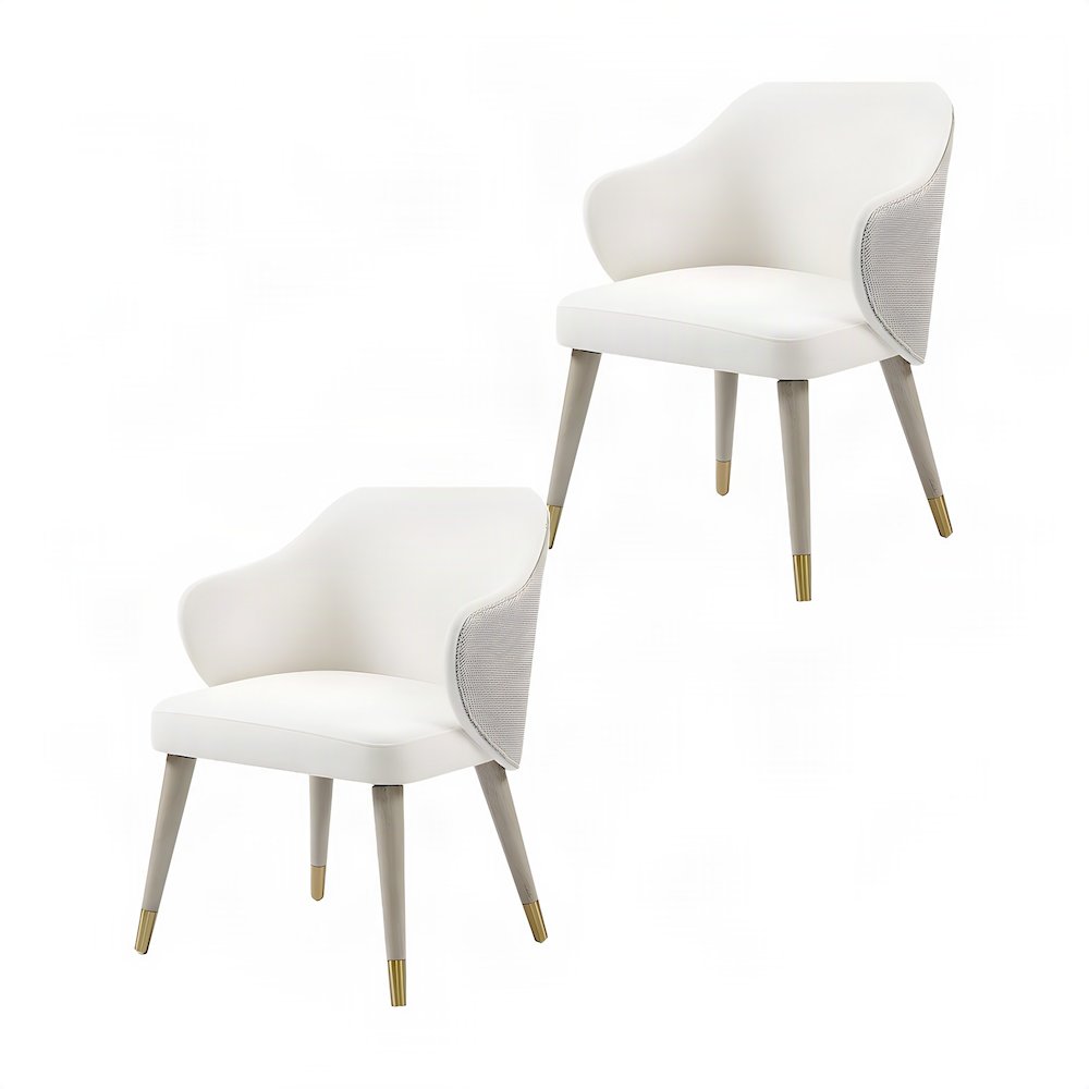 Upholstered Wood Dining Chairs, Contemporary Side Chair Set of 2, Gray Oak