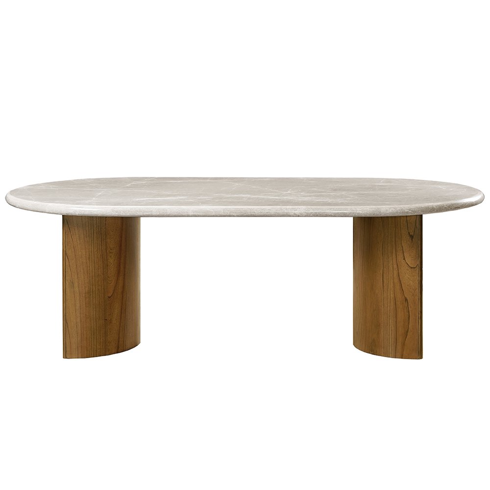 Darcy Dining Table, Natural Marble Top & Dark Walnut