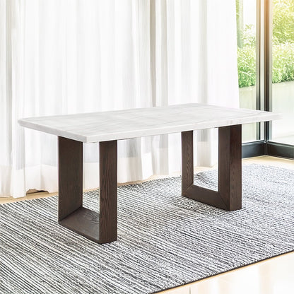 Edwyn Dining Table w/Natrual Marble Top, White Natural Marble Top & Espresso