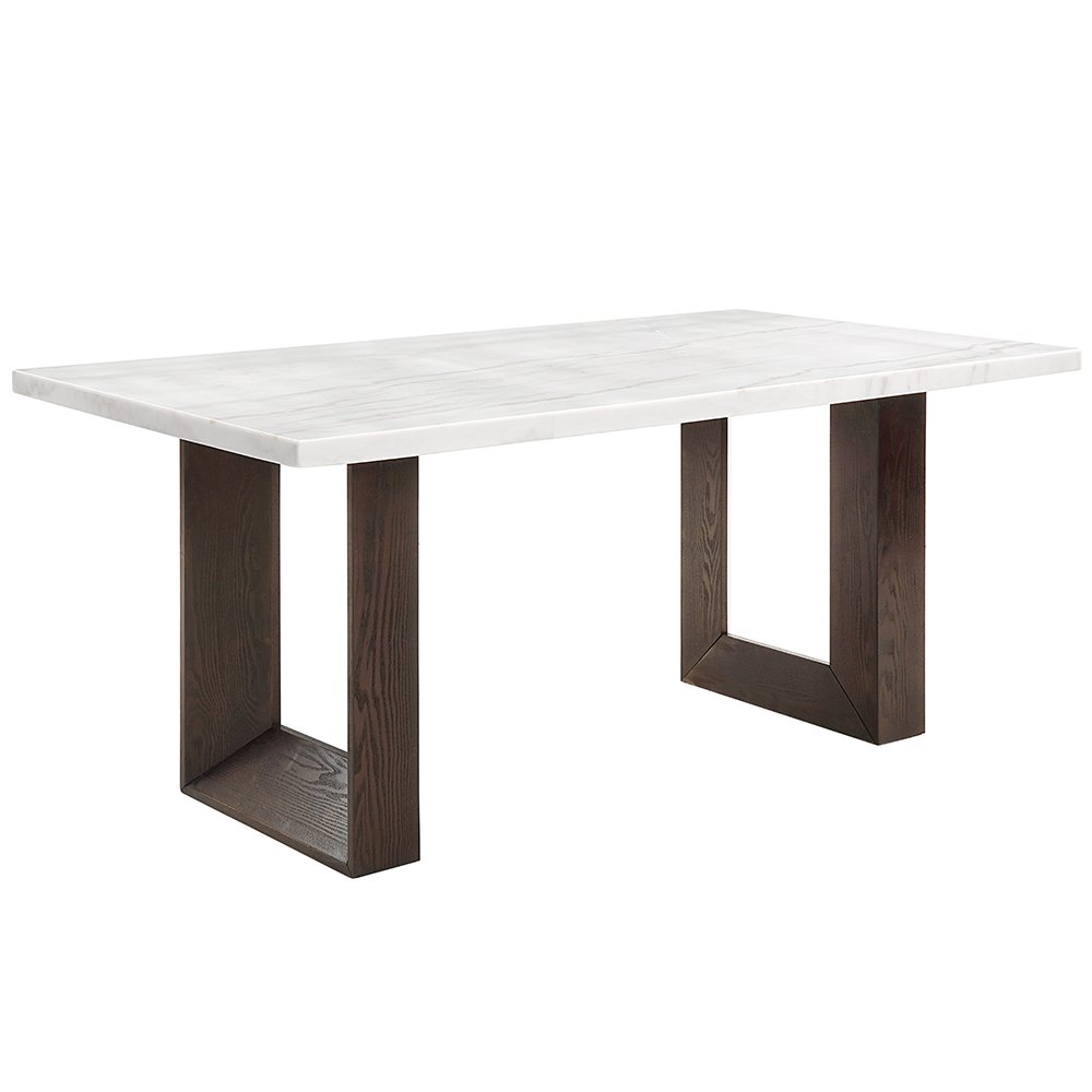 Edwyn Dining Table w/Natrual Marble Top, White Natural Marble Top & Espresso