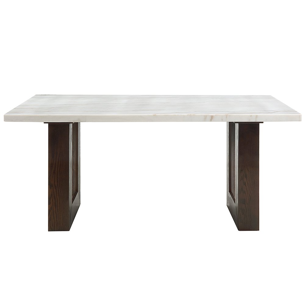 Edwyn Dining Table w/Natrual Marble Top, White Natural Marble Top & Espresso