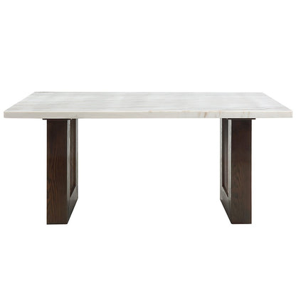 Edwyn Dining Table w/Natrual Marble Top, White Natural Marble Top & Espresso