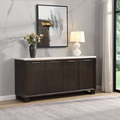 Edwyn Server w/Natrual Marble Top, Natural Marble Top & Espresso