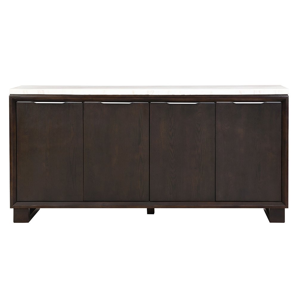Edwyn Server w/Natrual Marble Top, Natural Marble Top & Espresso
