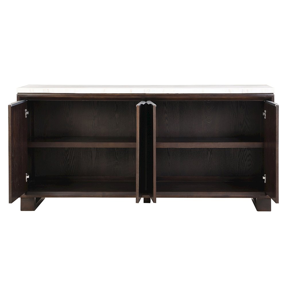 Edwyn Server w/Natrual Marble Top, Natural Marble Top & Espresso