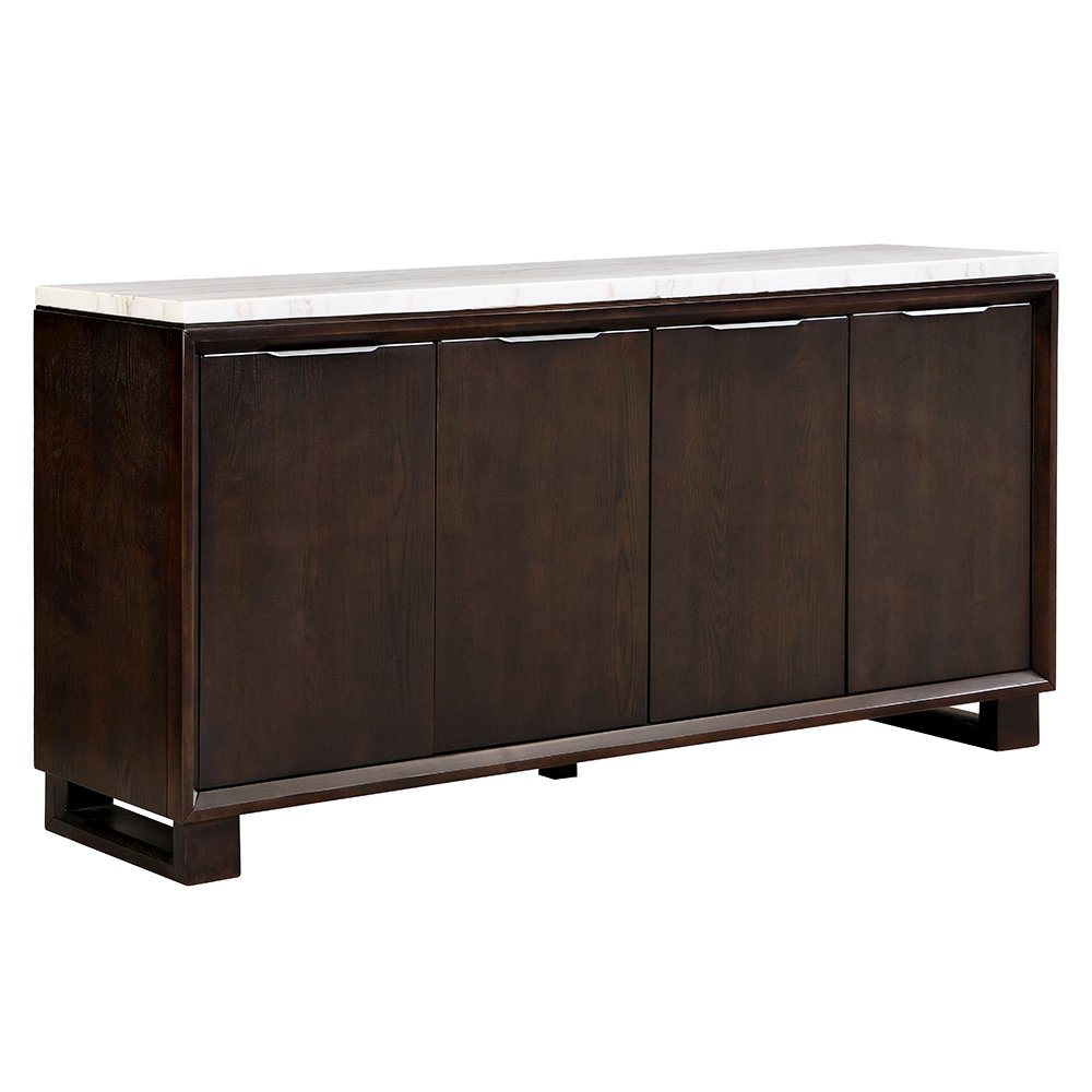 Edwyn Server w/Natrual Marble Top, Natural Marble Top & Espresso
