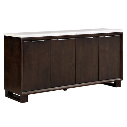 Edwyn Server w/Natrual Marble Top, Natural Marble Top & Espresso