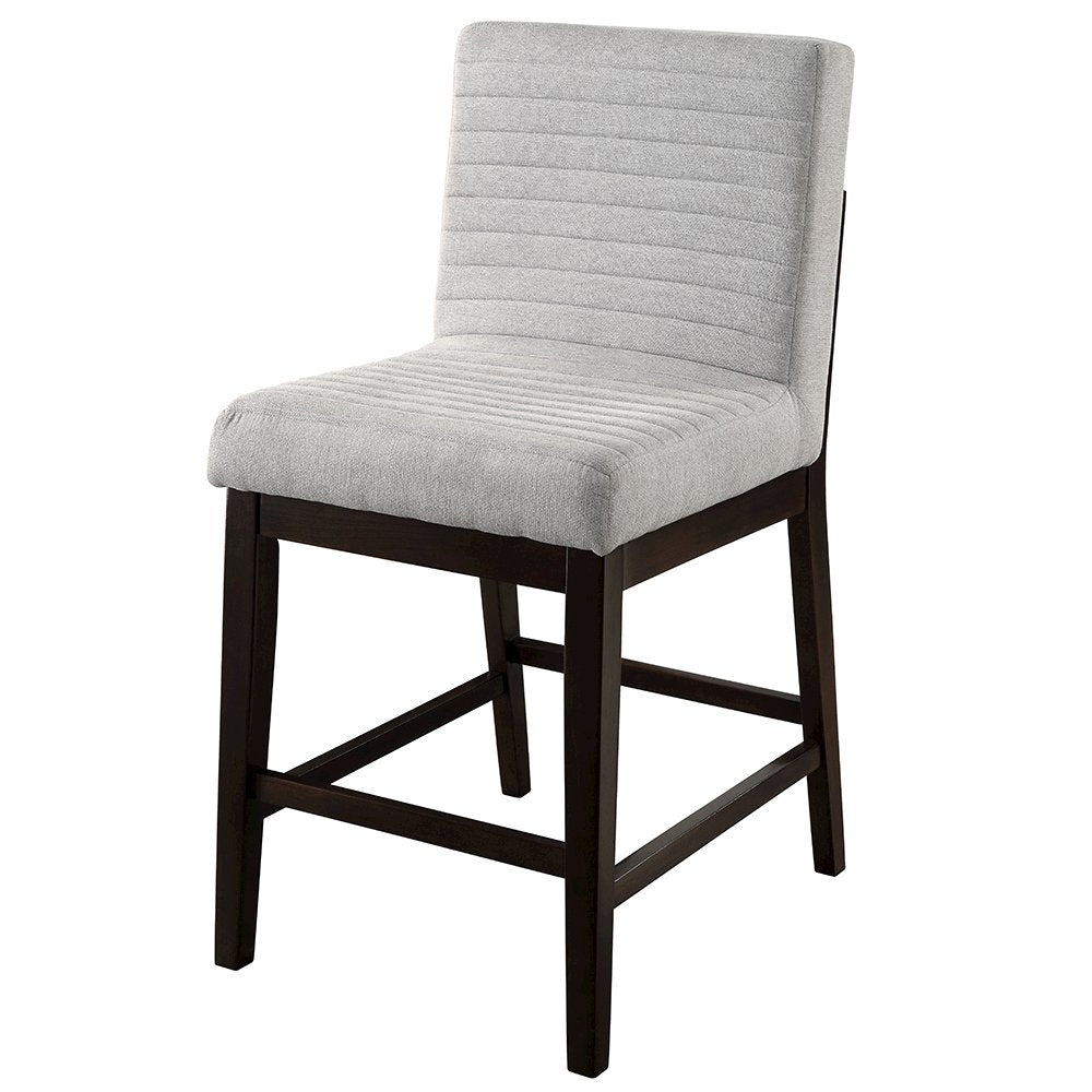 Edwyn Counter Height Chair (Set-2), Gray Linen & Espresso