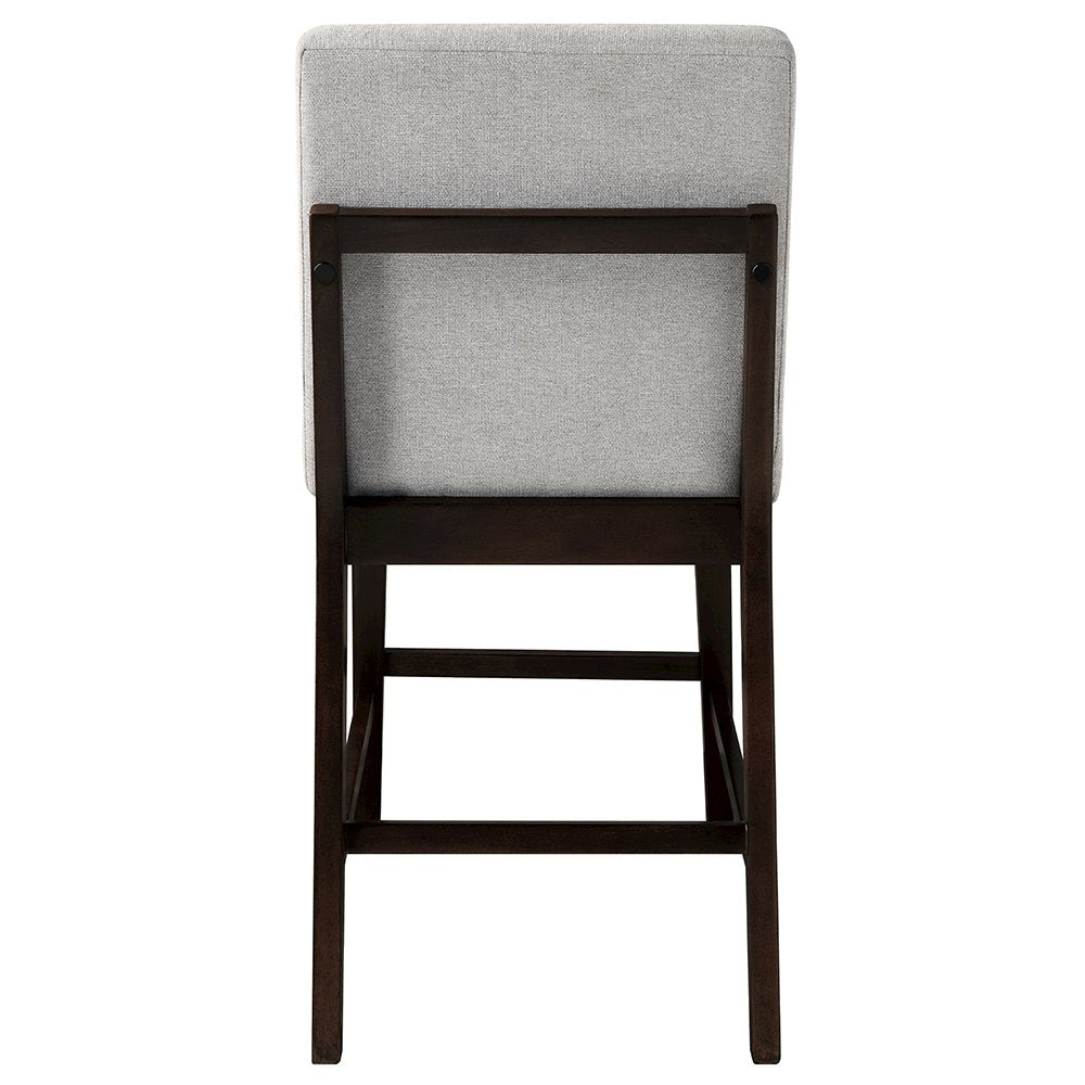 Edwyn Counter Height Chair (Set-2), Gray Linen & Espresso
