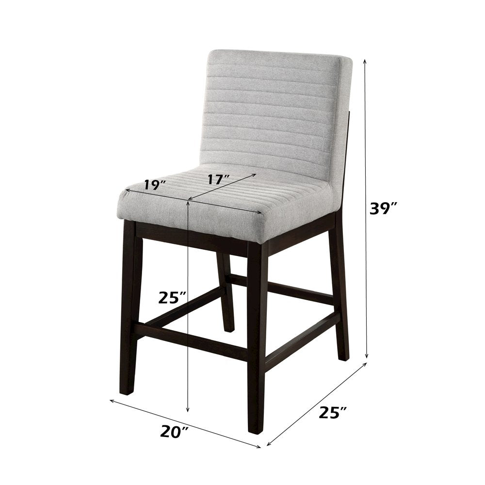 Edwyn Counter Height Chair (Set-2), Gray Linen & Espresso