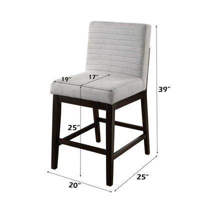 Edwyn Counter Height Chair (Set-2), Gray Linen & Espresso