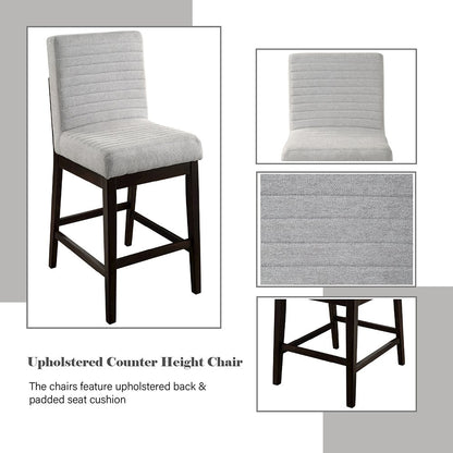 Edwyn Counter Height Chair (Set-2), Gray Linen & Espresso