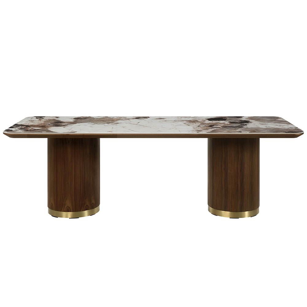 Willene Dining Table w/Ceramic Top, Ceramic Top & Dark Oak