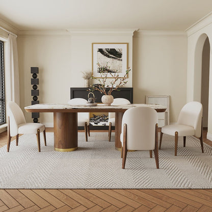 Willene Dining Table w/Ceramic Top, Ceramic Top & Dark Oak