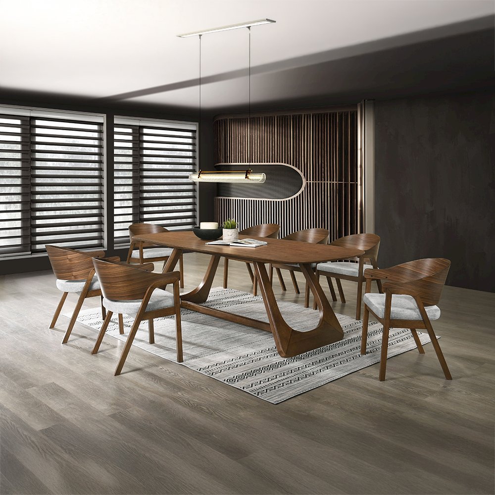 Hoyte Arm Chair (Set-2), Walnut