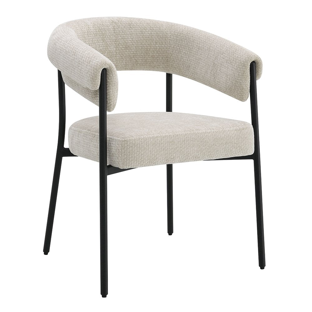 Jirina Arm Chair (Set-2), Beige Chenille & Black