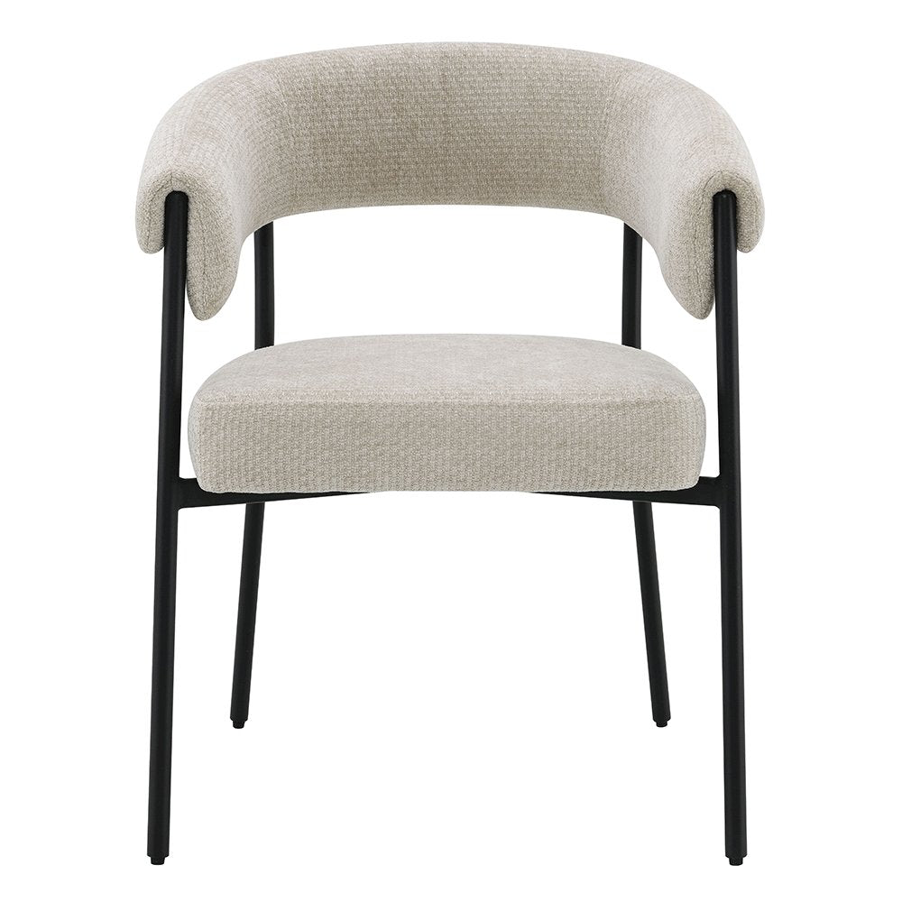 Jirina Arm Chair (Set-2), Beige Chenille & Black