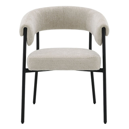 Jirina Arm Chair (Set-2), Beige Chenille & Black