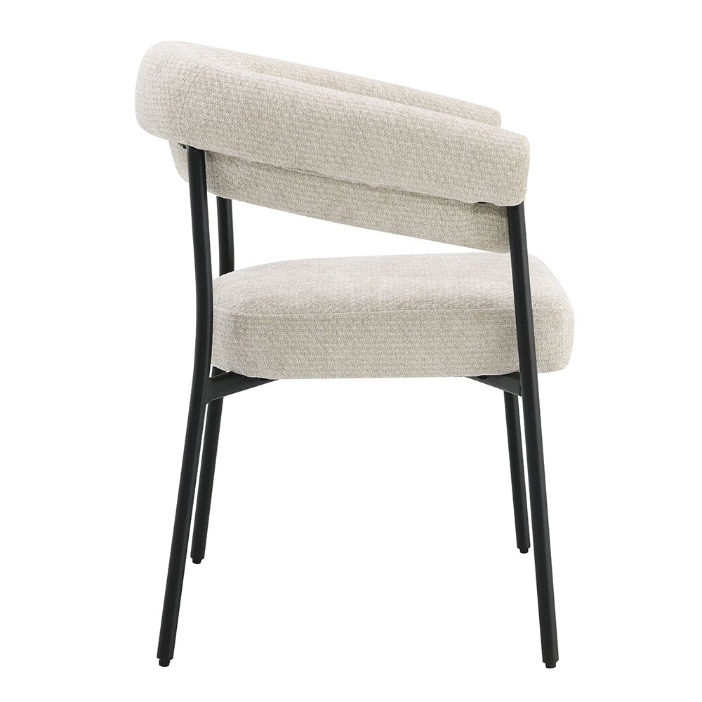 Jirina Arm Chair (Set-2), Beige Chenille & Black