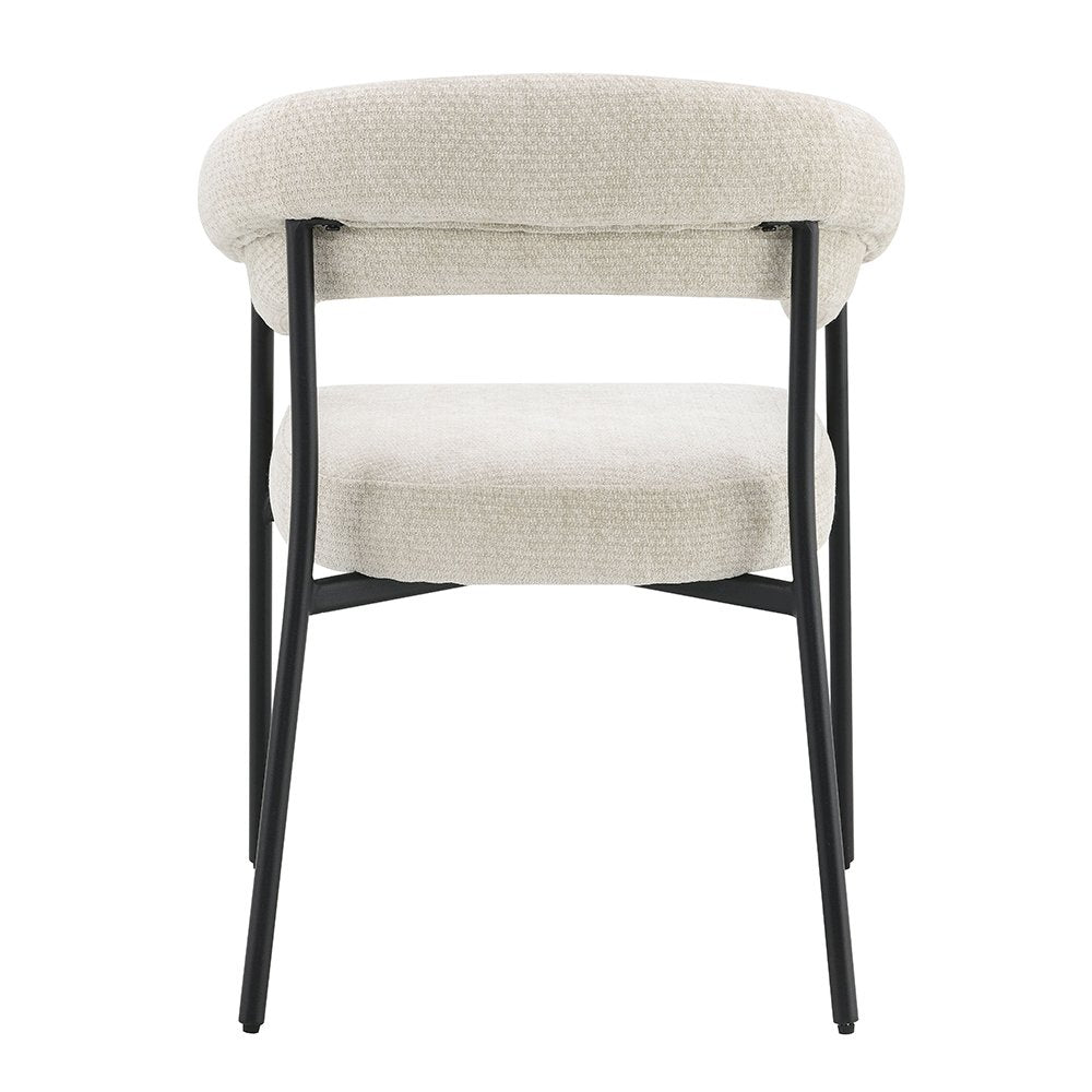 Jirina Arm Chair (Set-2), Beige Chenille & Black