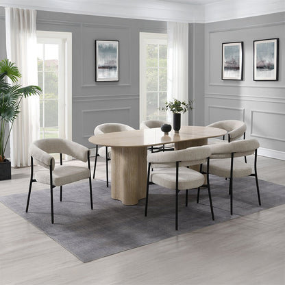 Jirina Arm Chair (Set-2), Beige Chenille & Black