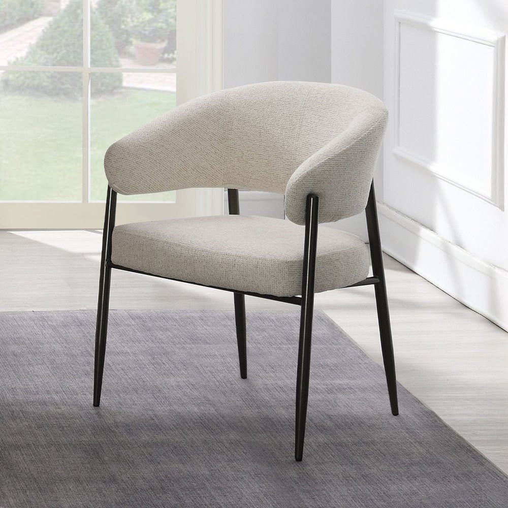 Jirina Arm Chair (Set-2), Beige Chenille & Black