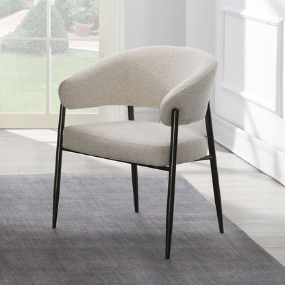 Jirina Arm Chair (Set-2), Beige Chenille & Black