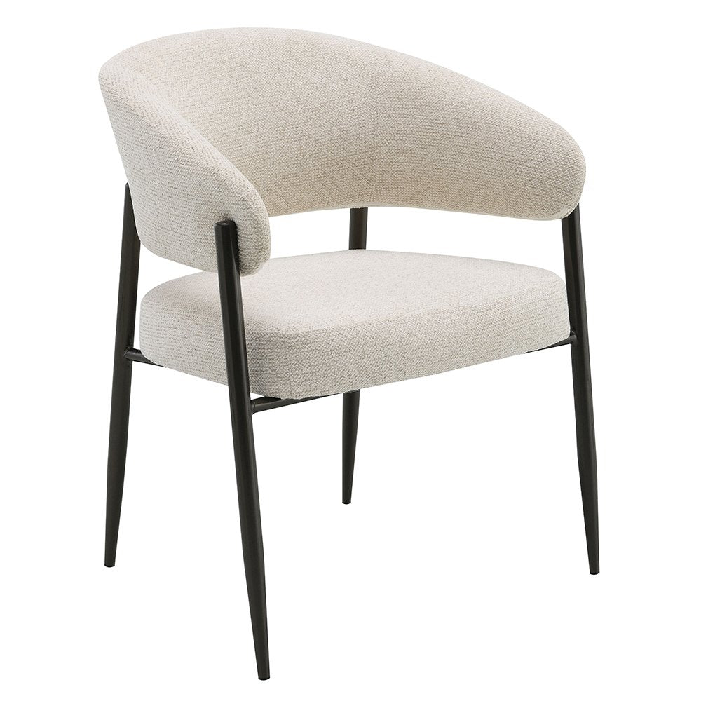 Jirina Arm Chair (Set-2), Beige Chenille & Black