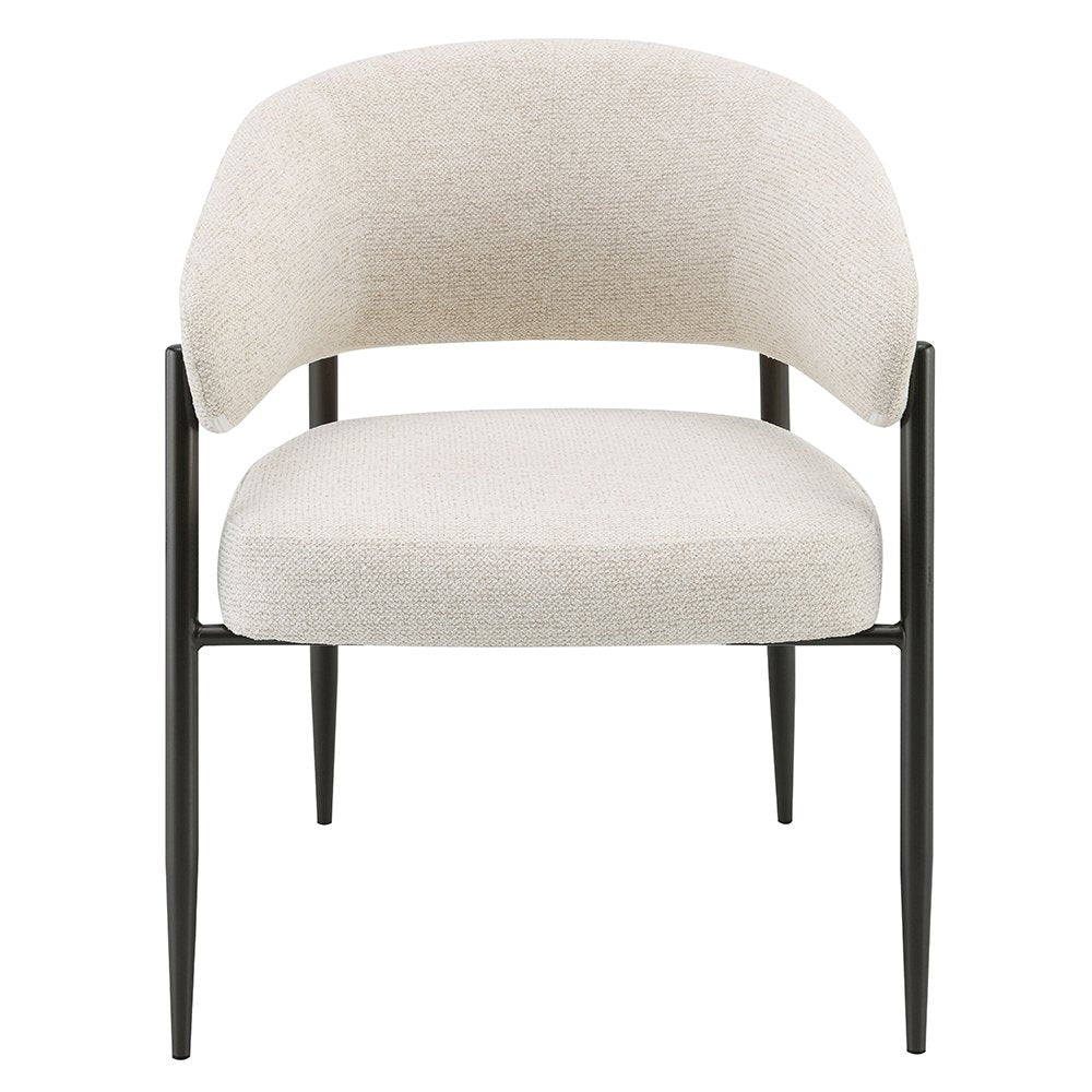 Jirina Arm Chair (Set-2), Beige Chenille & Black