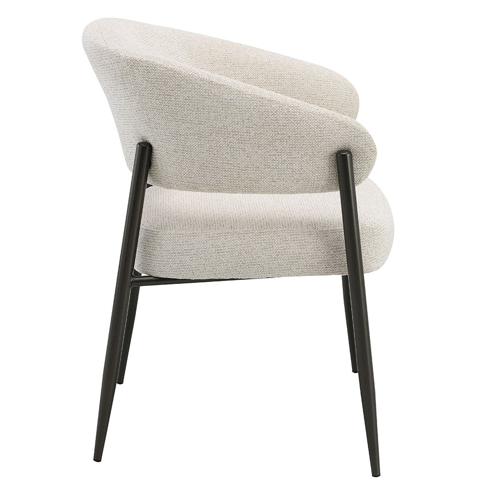 Jirina Arm Chair (Set-2), Beige Chenille & Black