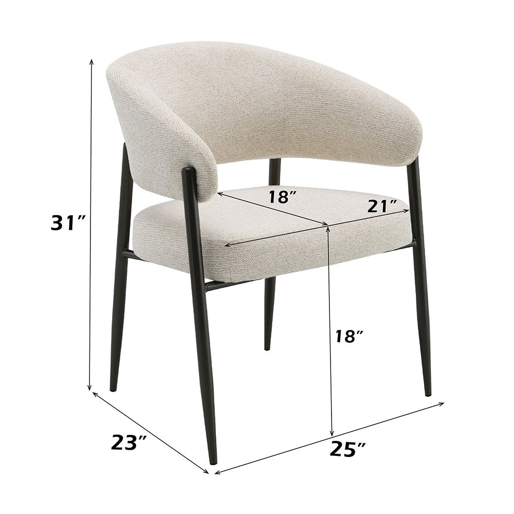 Jirina Arm Chair (Set-2), Beige Chenille & Black