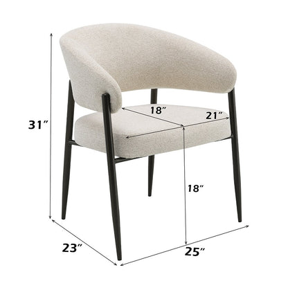 Jirina Arm Chair (Set-2), Beige Chenille & Black
