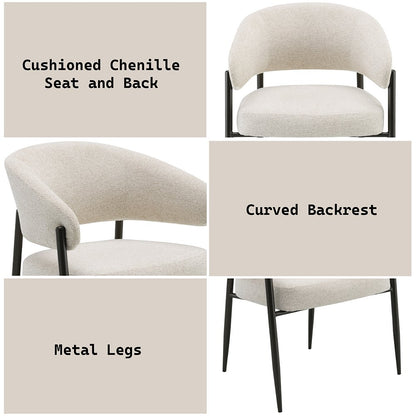 Jirina Arm Chair (Set-2), Beige Chenille & Black