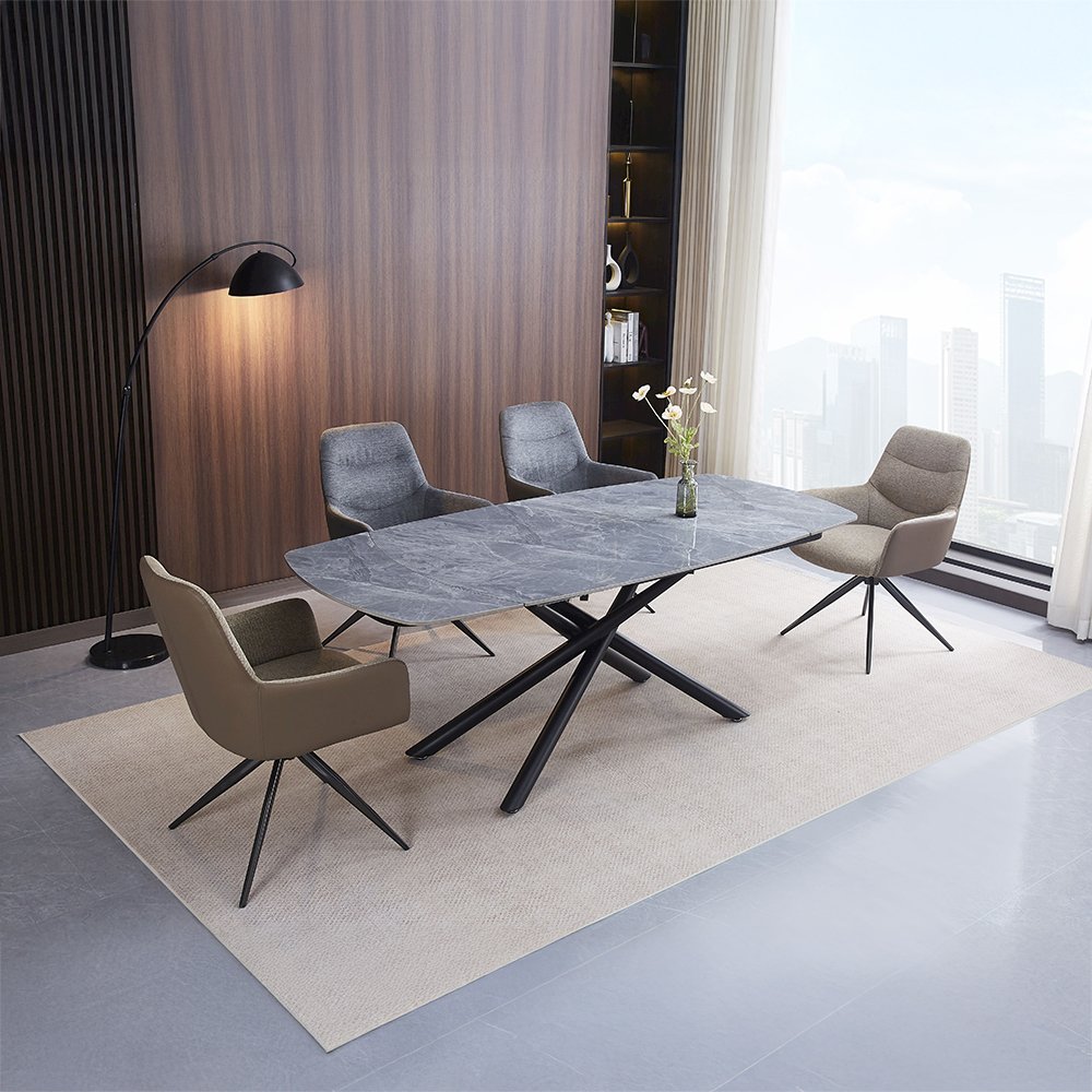 Hester Arm Chair (Set-2), Gray Fabric
