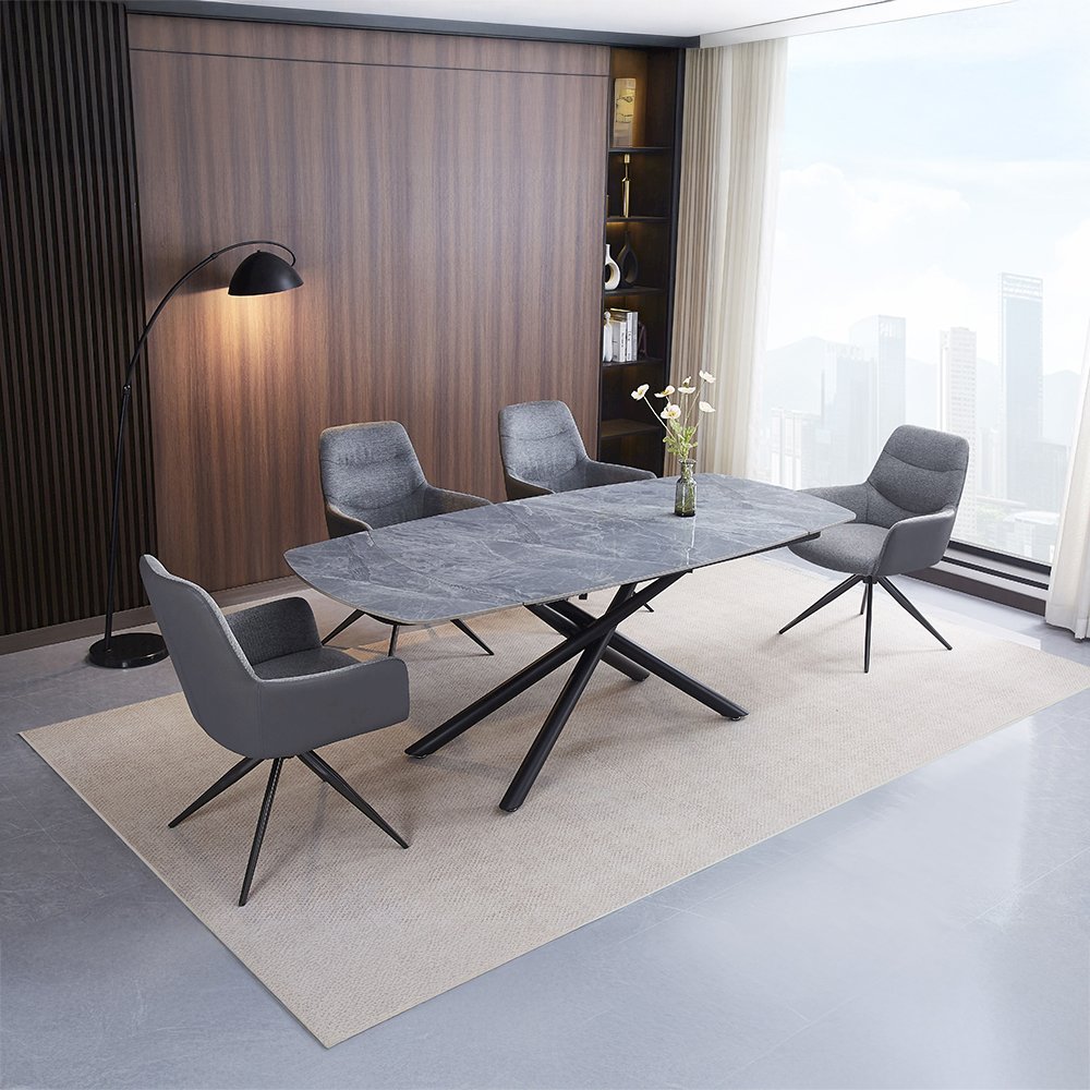 Hester Arm Chair (Set-2), Gray Fabric