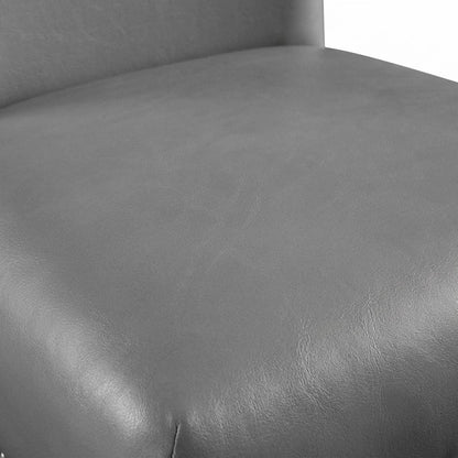 Faux Leather Side Chair, Set of 2 Dining Chairs, Gray Synthetic, Set of 2