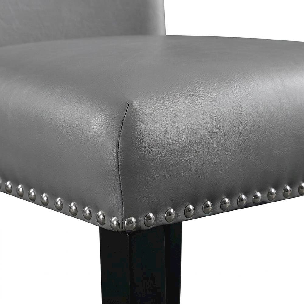 Faux Leather Side Chair, Set of 2 Dining Chairs, Gray Synthetic, Set of 2