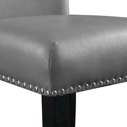 Faux Leather Side Chair, Set of 2 Dining Chairs, Gray Synthetic, Set of 2