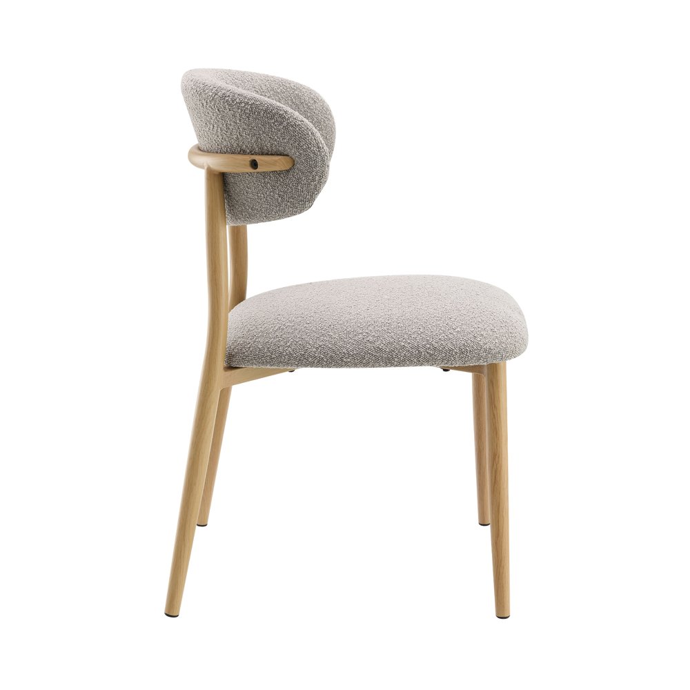 Kacey Side Chair (Set-2), Gray Boucle & Natural