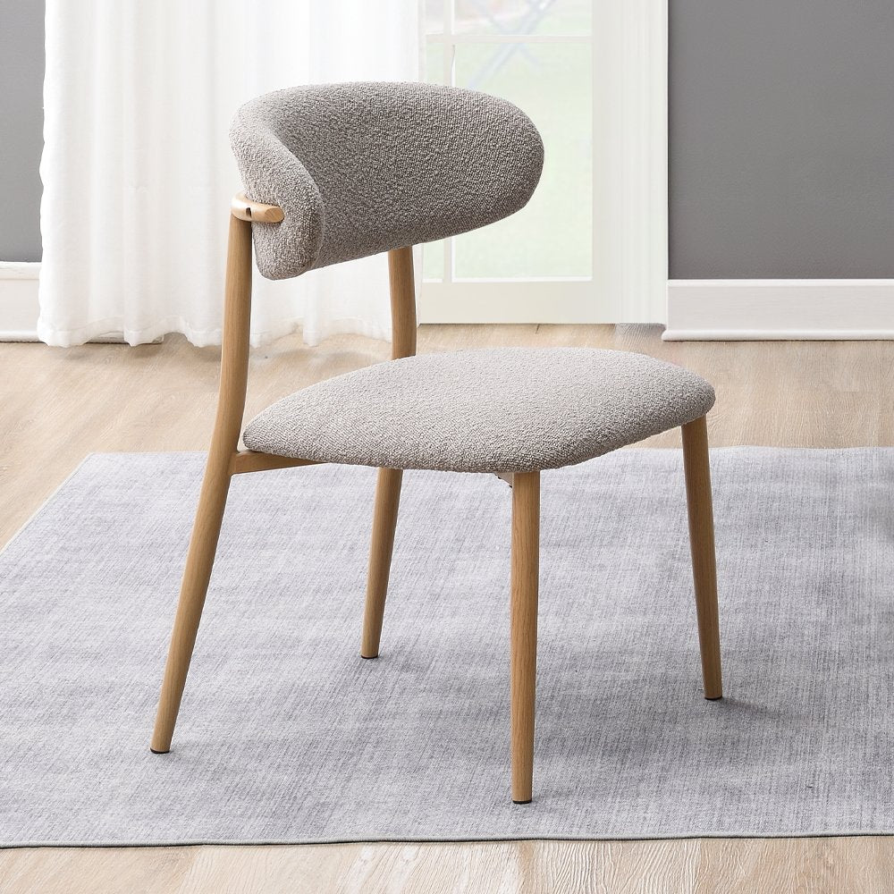 Kacey Side Chair (Set-2), Gray Boucle & Natural