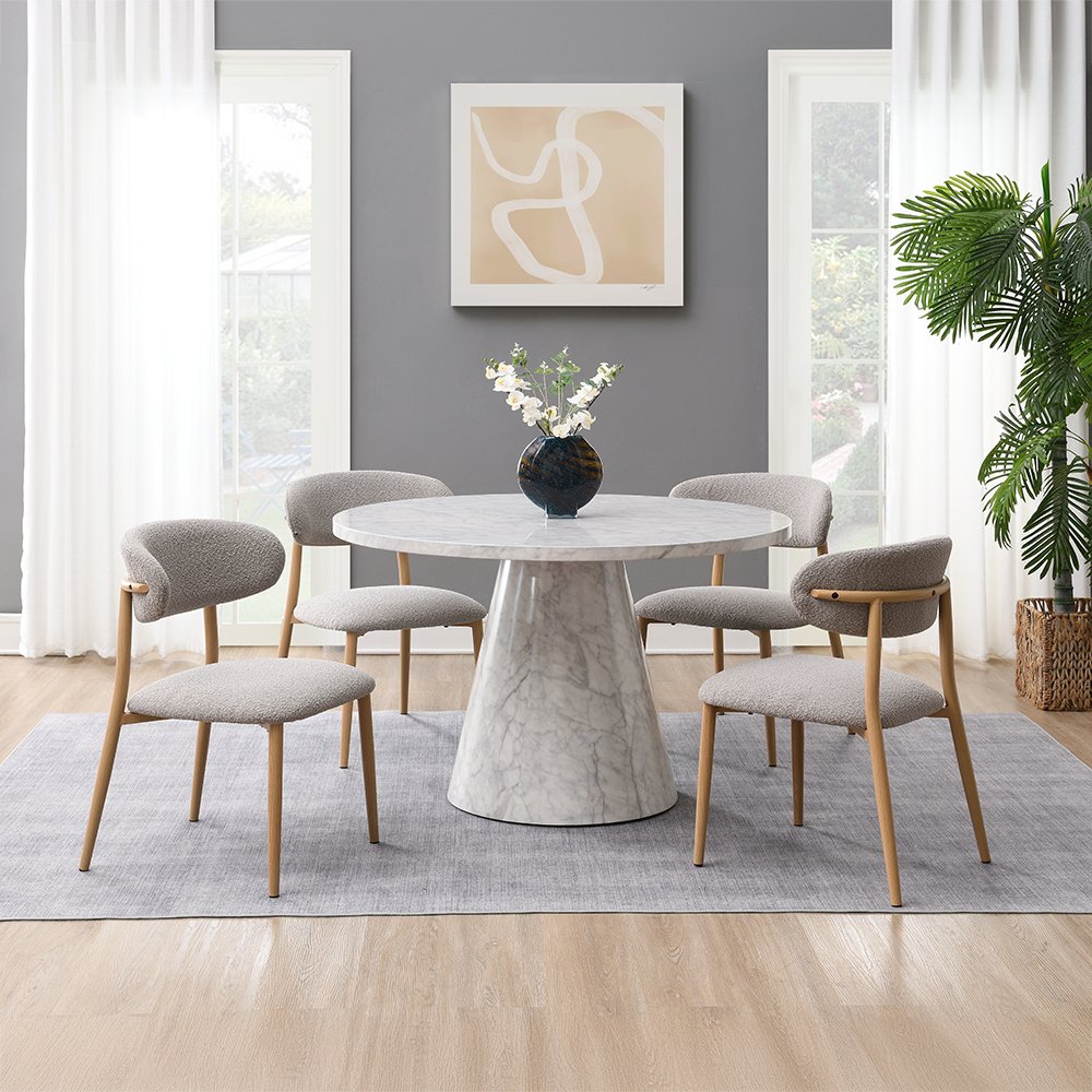 Kacey Side Chair (Set-2), Gray Boucle & Natural