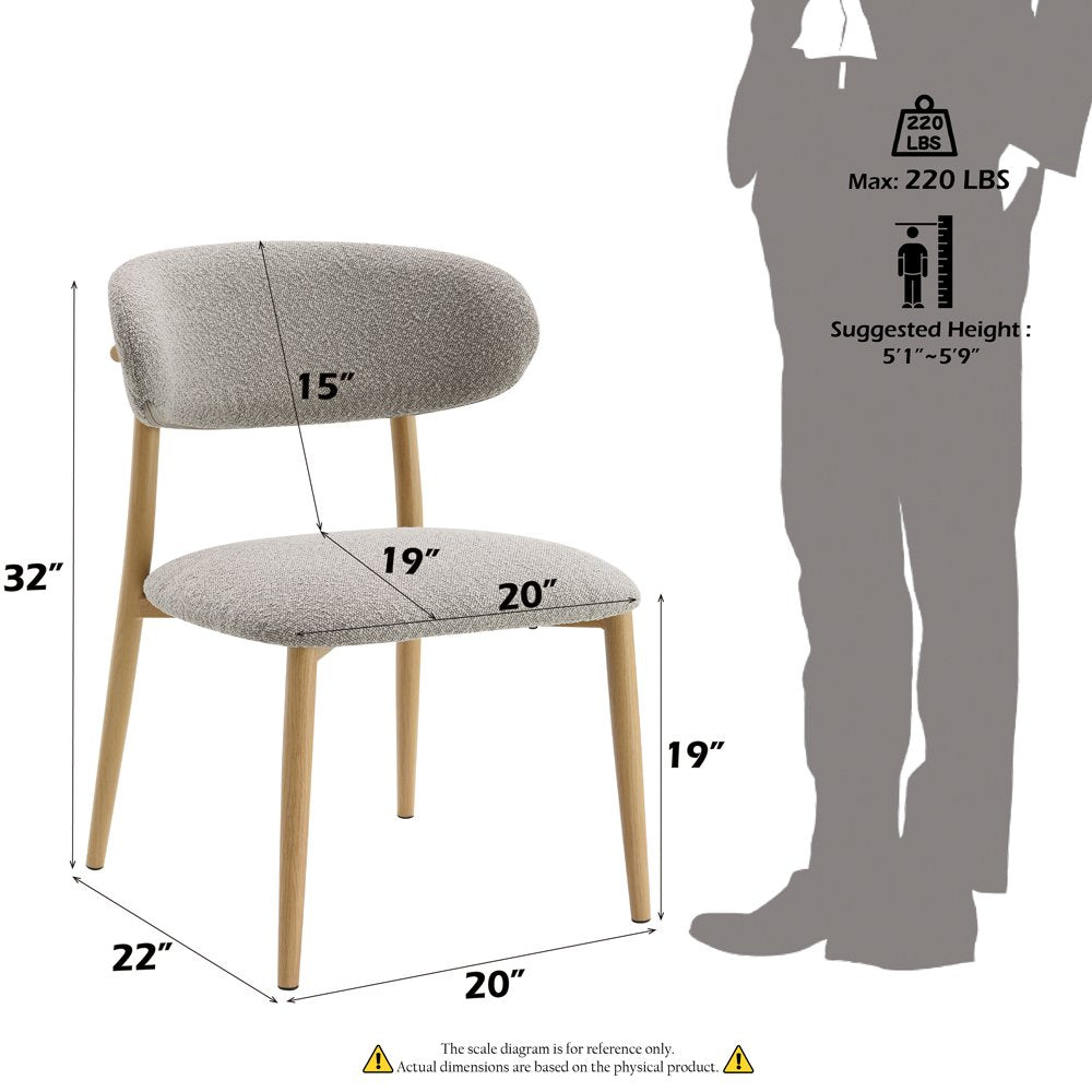 Kacey Side Chair (Set-2), Gray Boucle & Natural