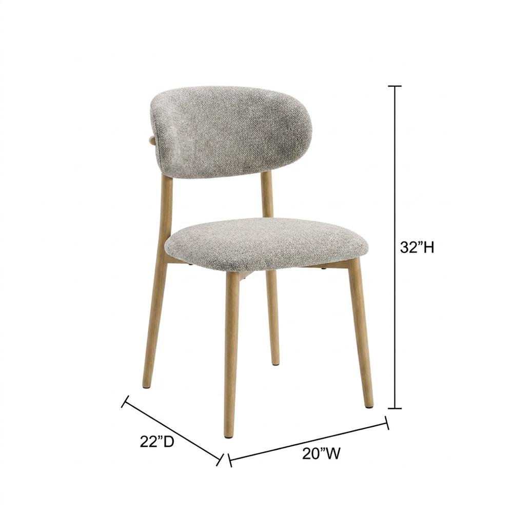 Boucle Upholstered Dining Chairs with Metal Legs, Gray Boucle & Natural, Set of 2