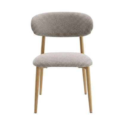 Boucle Upholstered Dining Chairs with Metal Legs, Gray Boucle & Natural, Set of 2