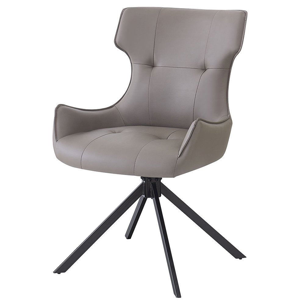 Damita Side Chair w/Swivel (Set-2), Camel Leatherette & Black Finsh