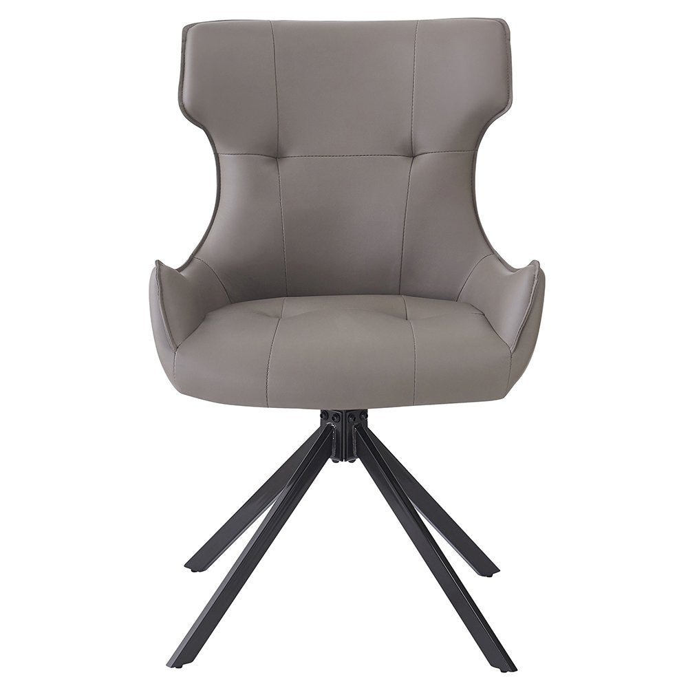 Damita Side Chair w/Swivel (Set-2), Camel Leatherette & Black Finsh