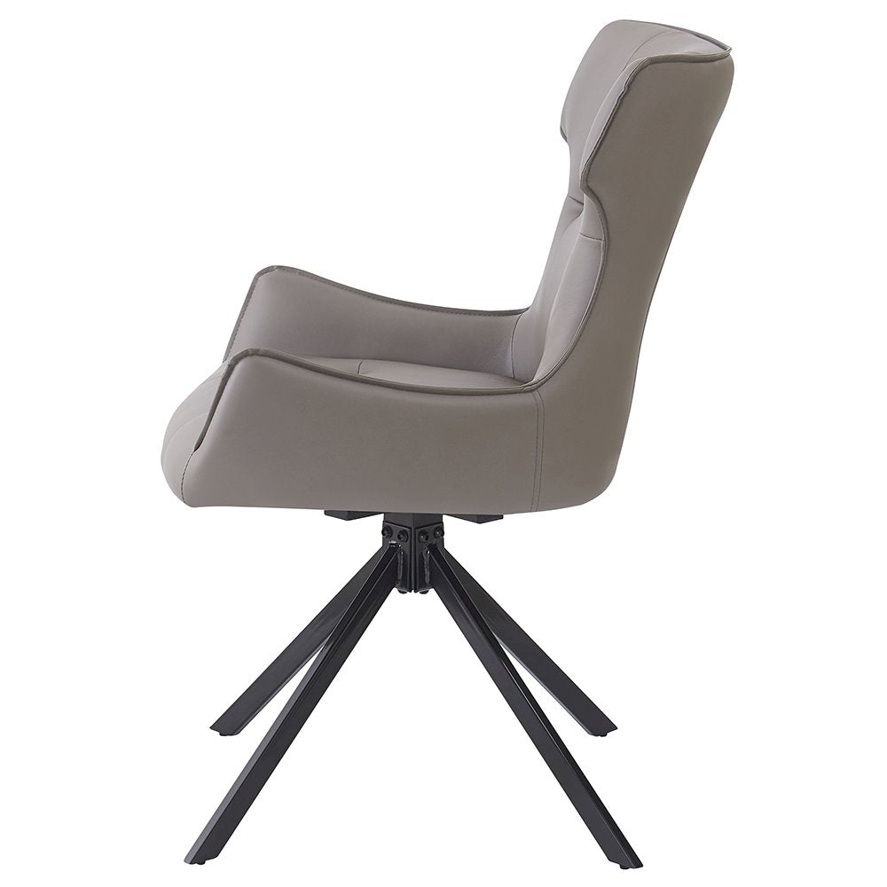 Damita Side Chair w/Swivel (Set-2), Camel Leatherette & Black Finsh